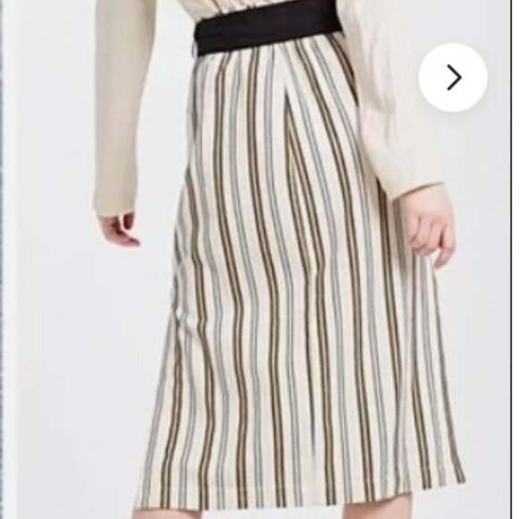 Zara Ecru/Black Embroidered & Striped Cotton Pencil Skirt- Sz. Med - Picture 5 of 12